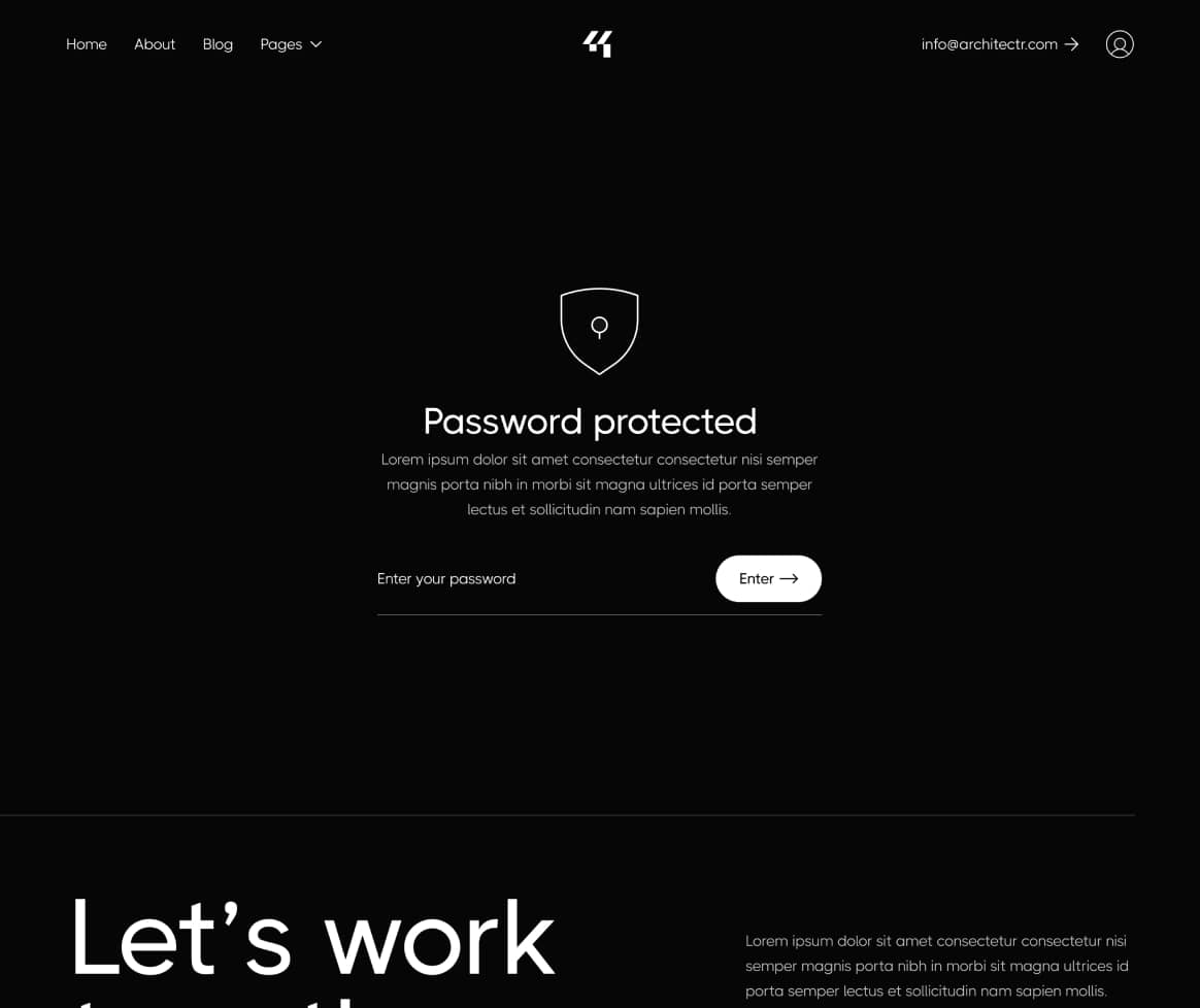 Architectr X - Password Protected Page - Architecture Firm Webflow Template
