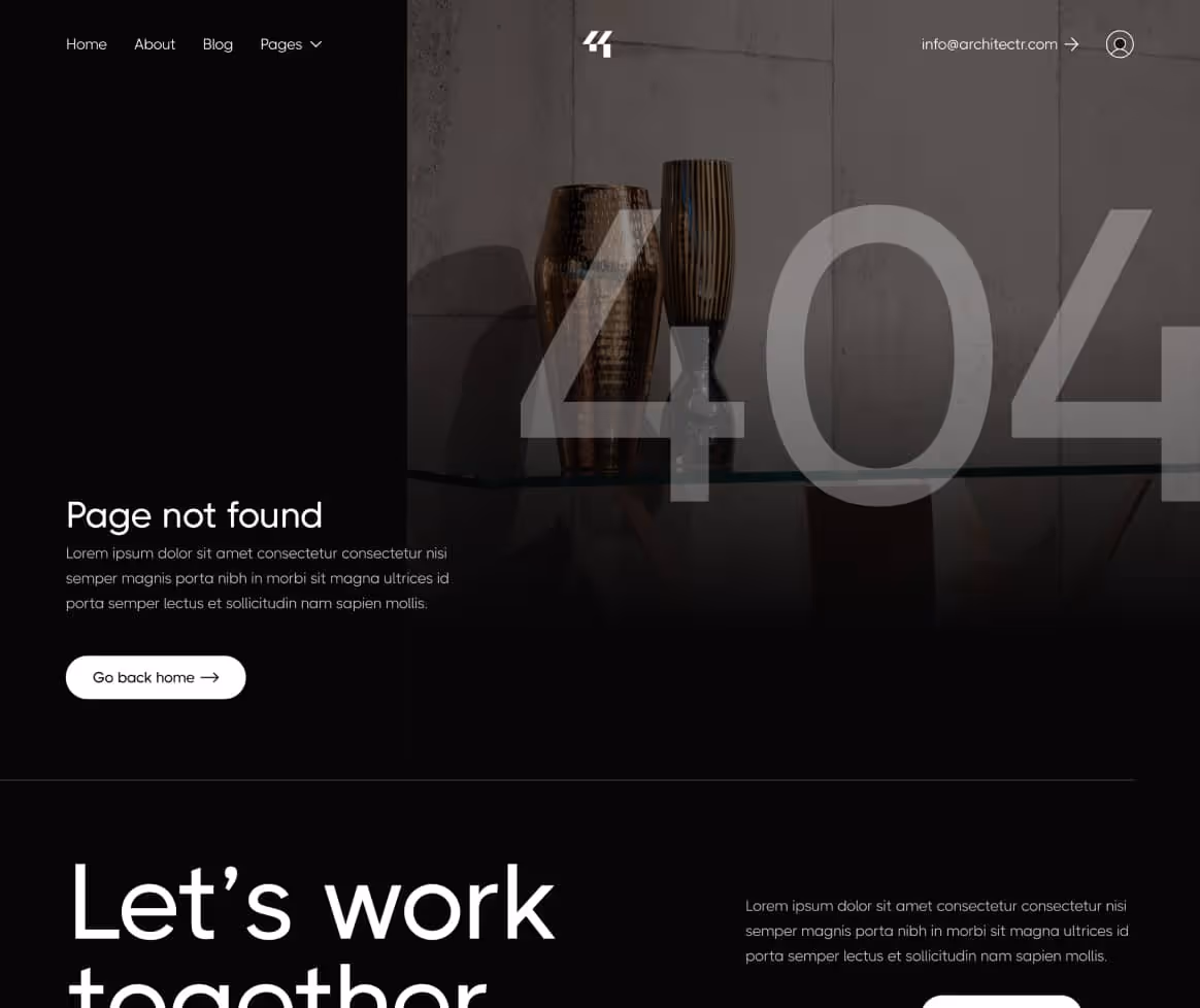 Architectr X - 404 Not Found Page - Architecture Firm Webflow Template
