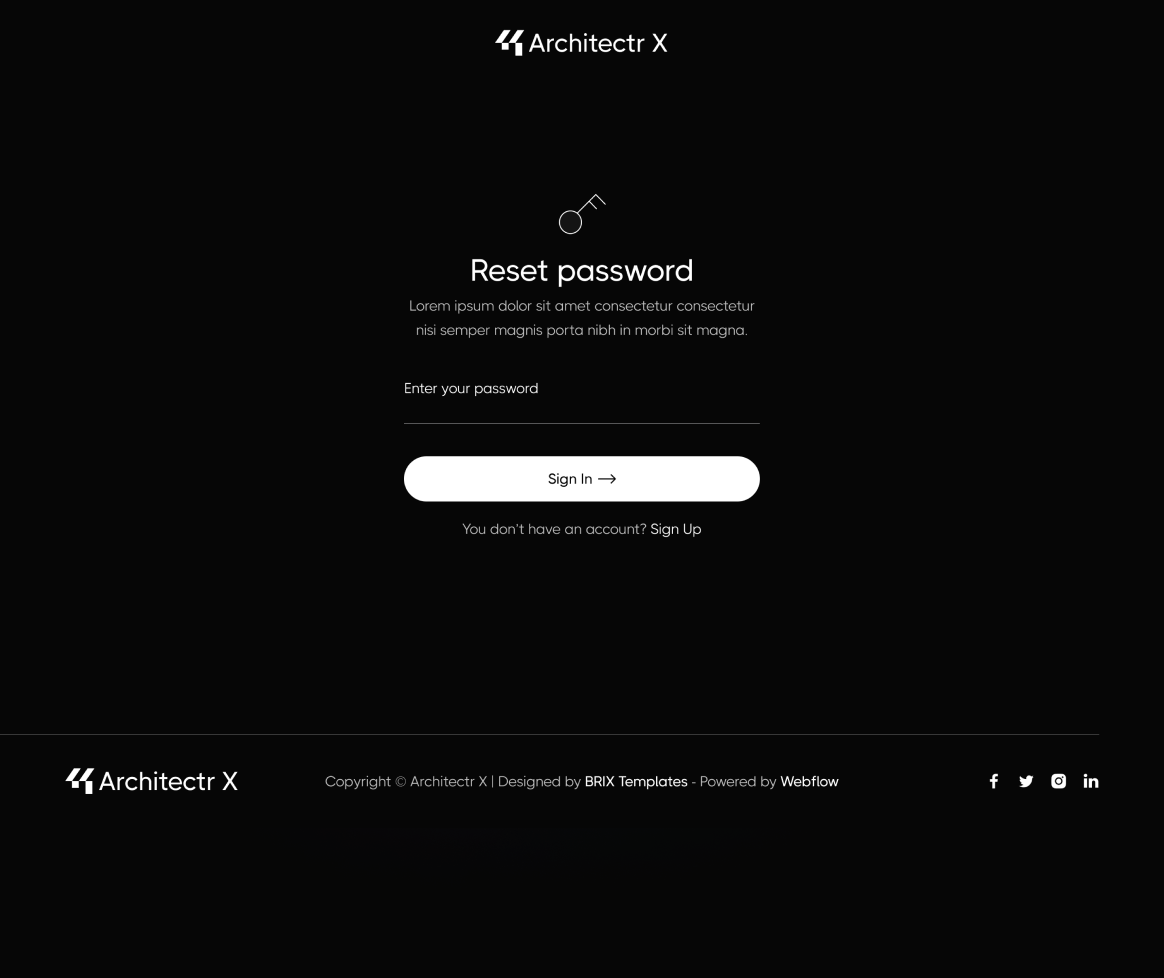 Architectr X - Reset Password Page - Architecture Firm Webflow Template