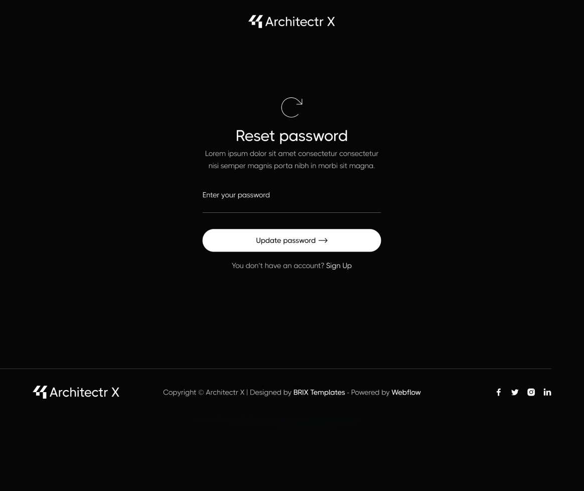 Architectr X - Update Password Page - Architecture Firm Webflow Template