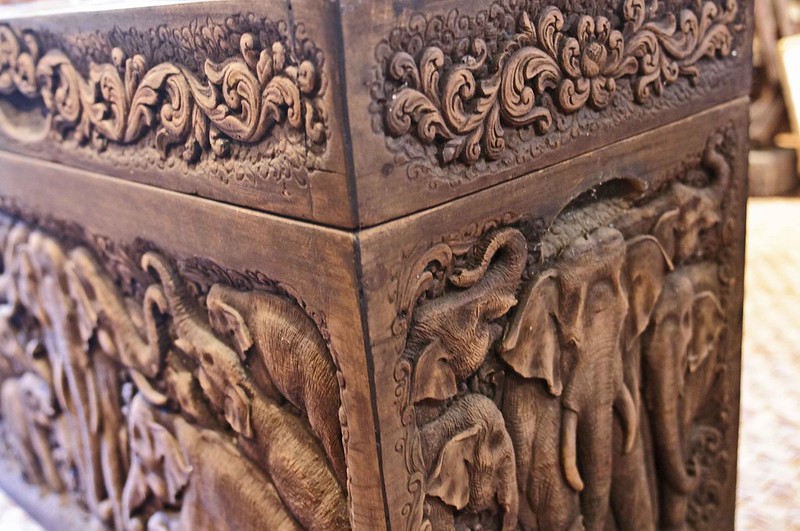 Teak Chest carving