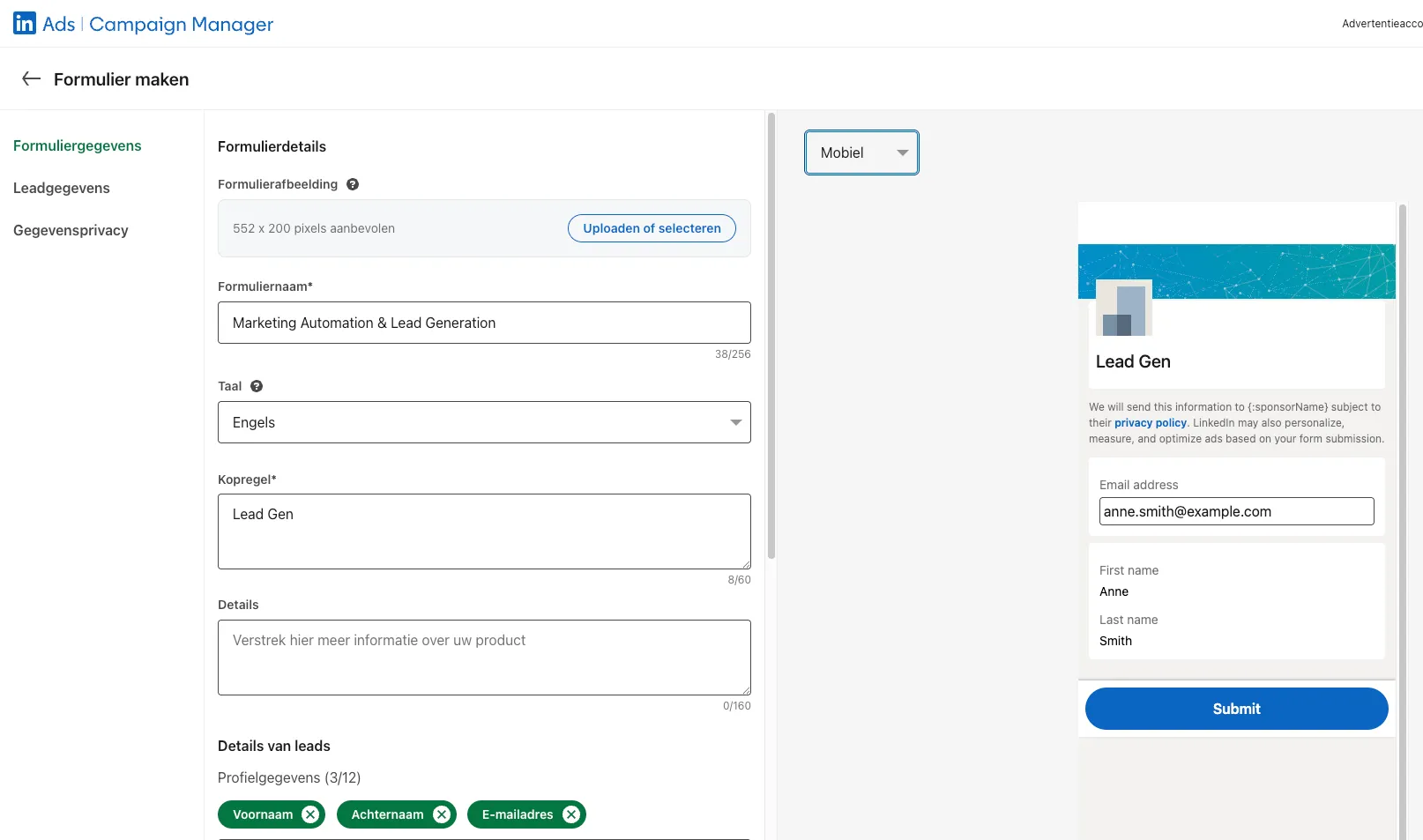 Doelgroep en advertentievarianten uitwerken voor LinkedIn Ads en Meta Ads