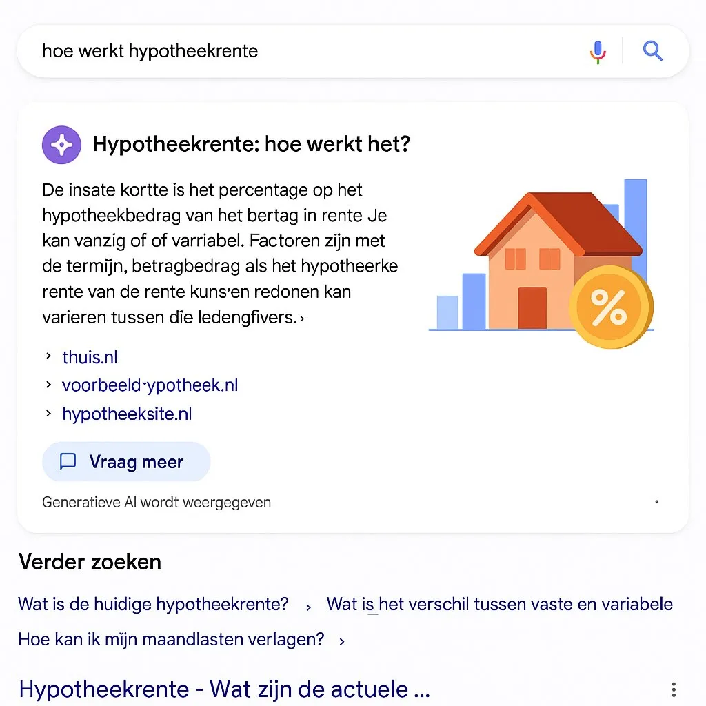 Voorbeeld SEG en Google AI Overviews? zoekopdracht