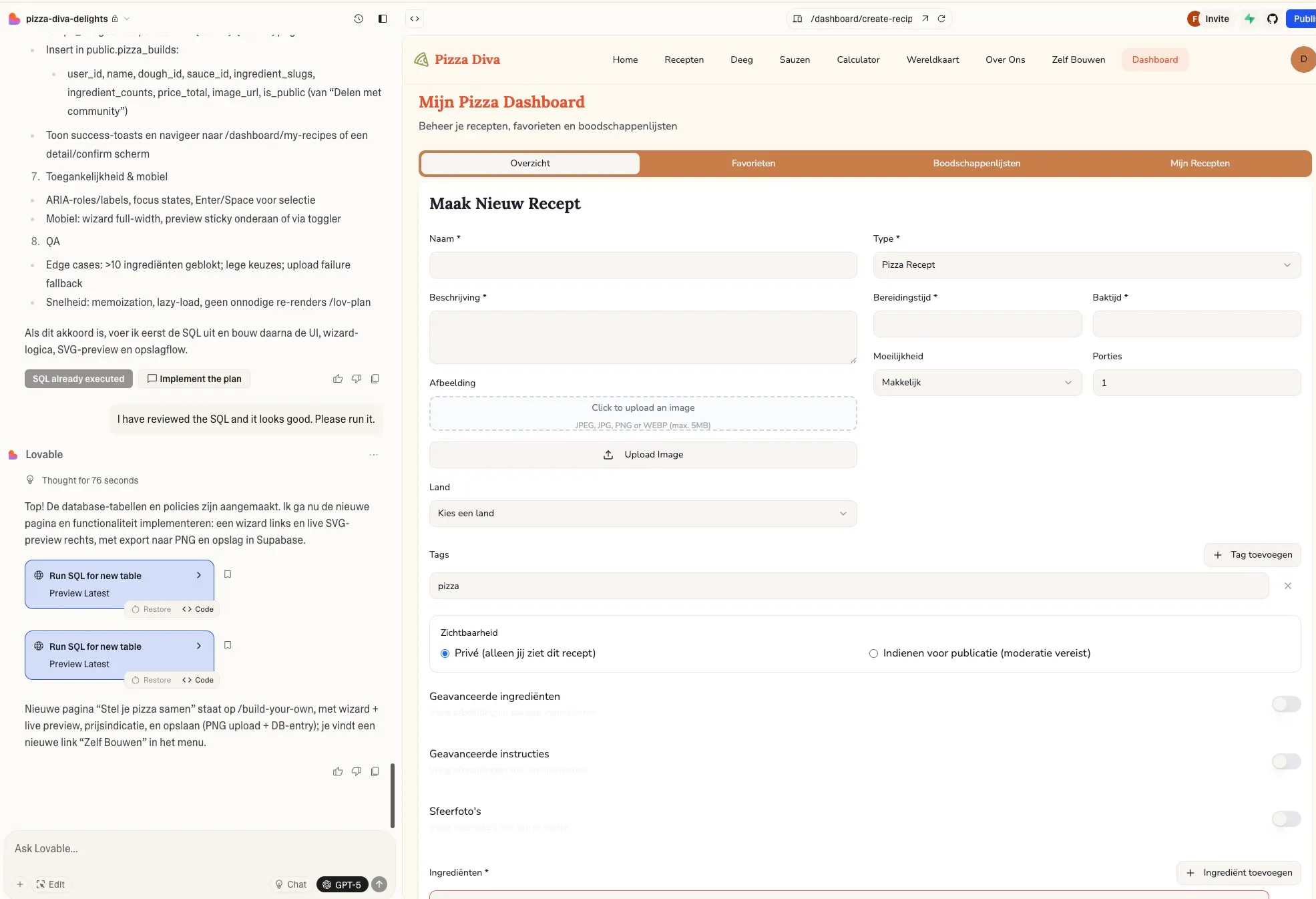 Loveable - case study 2 - pizza website met volledige admin functie