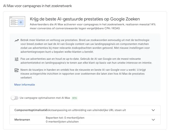 Zo activeer je AI Max in Google Search Ads