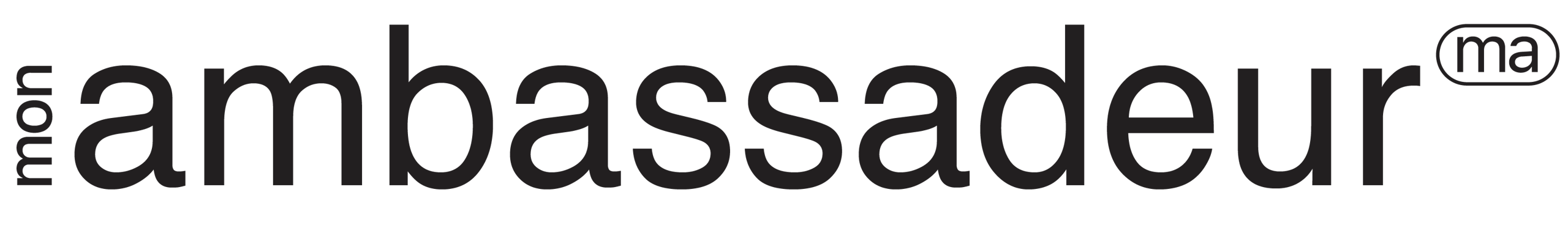 Ambassadeur logo with a small ma in a rounded rectangle above the word.