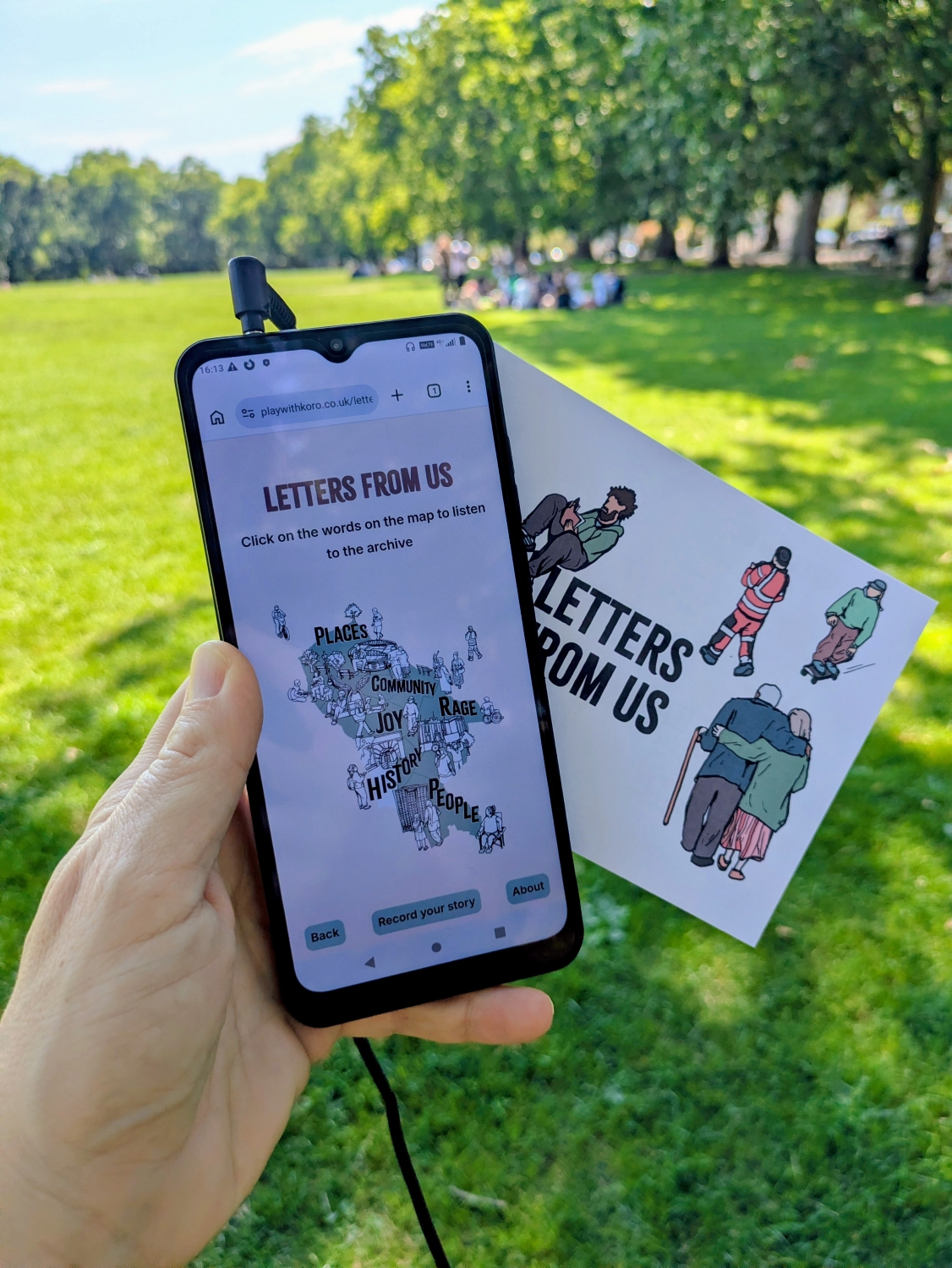 A smartphone showing an illustrated map of Islington