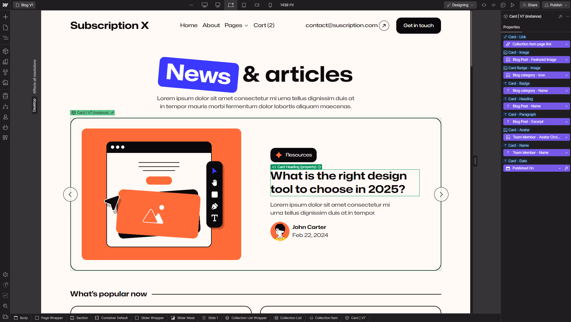 Subscription X - Webflow Template And UI Kit CMS Content