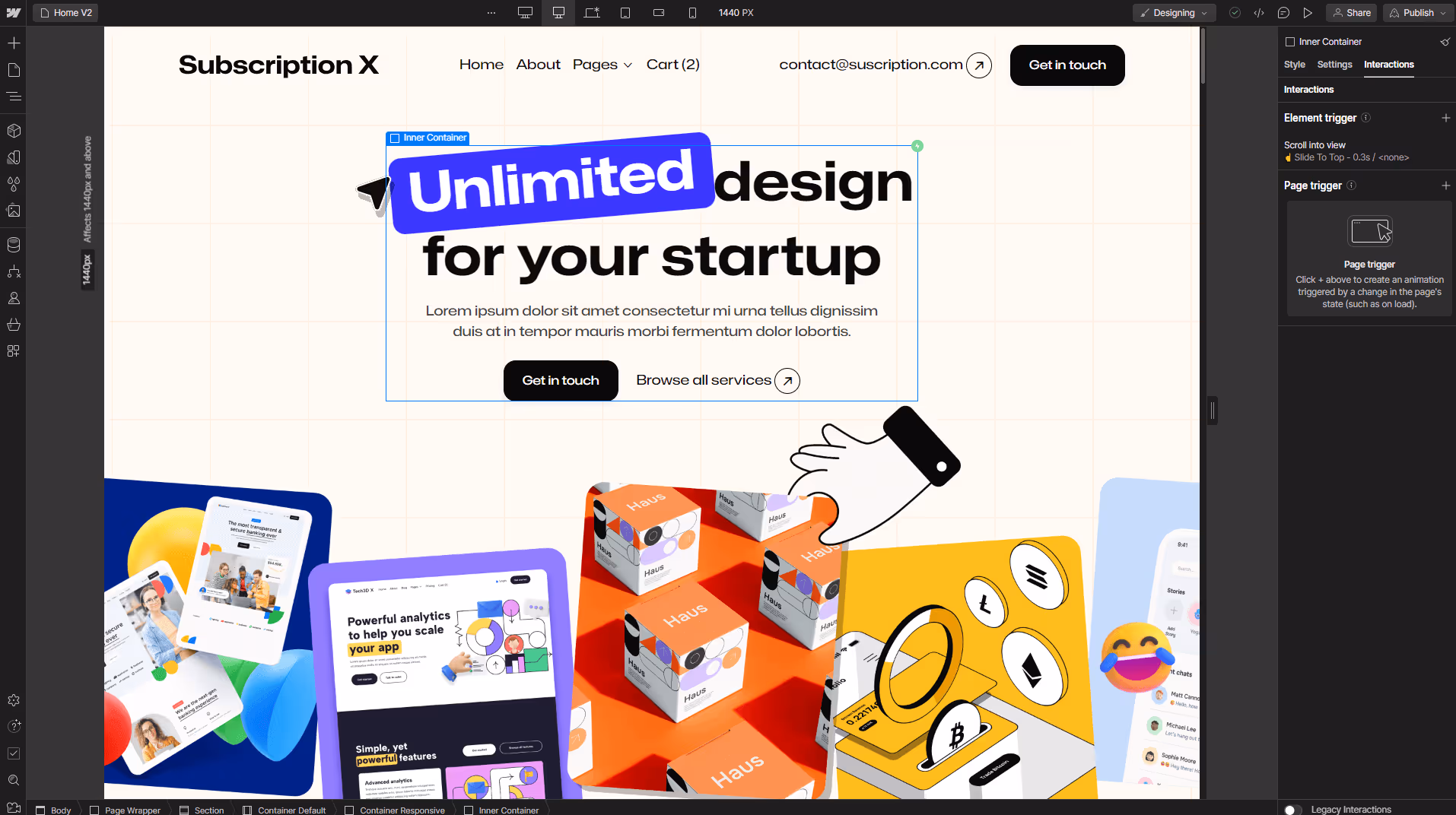 Subscription X - Webflow Template And UI Kit Animations