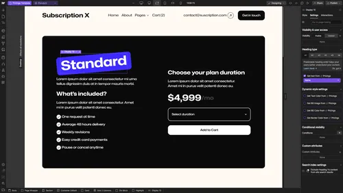 Subscription X - Webflow Template And UI Kit Ecommerce Page