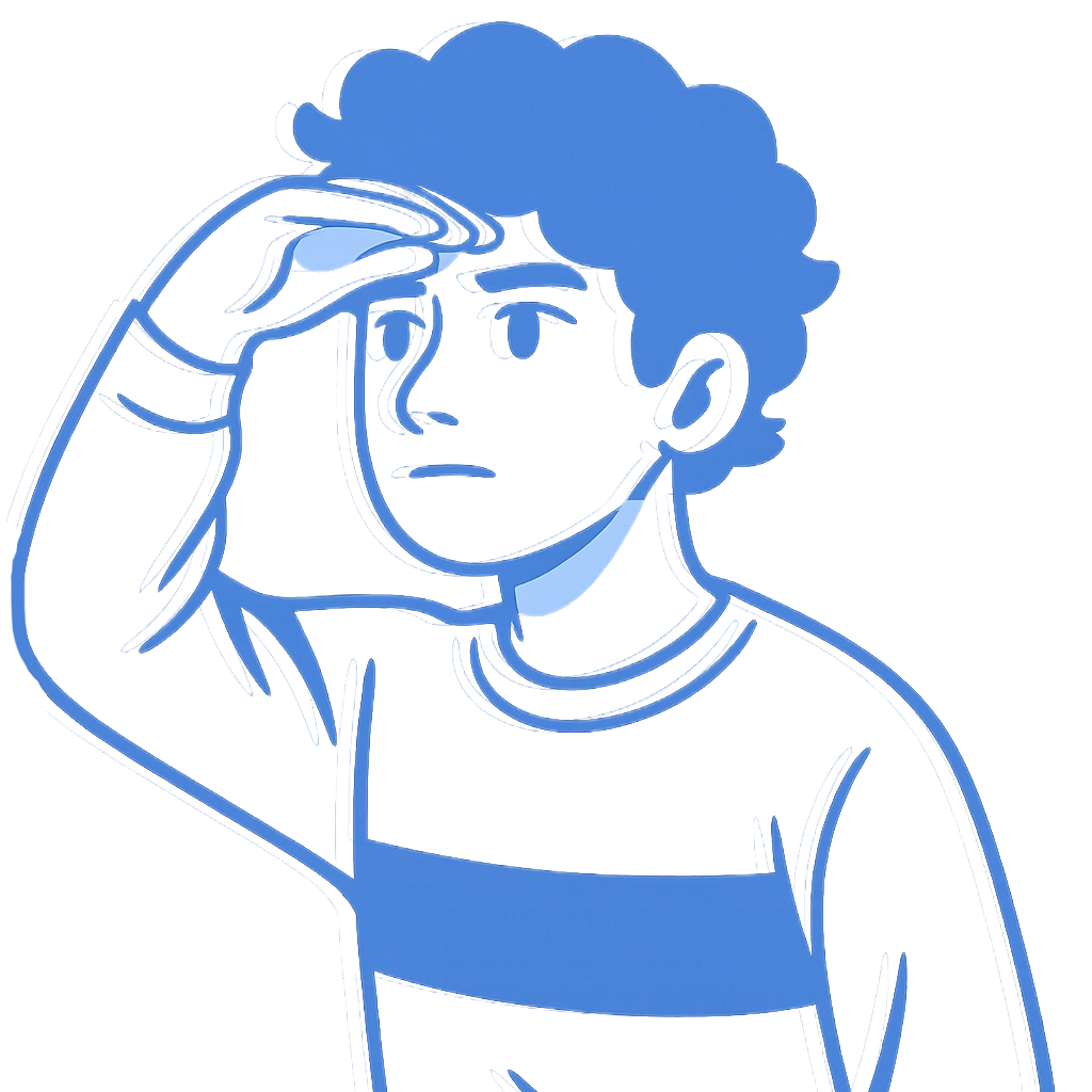 Illustration of a person with curly hair holding their head and looking to the side with a concerned expression.