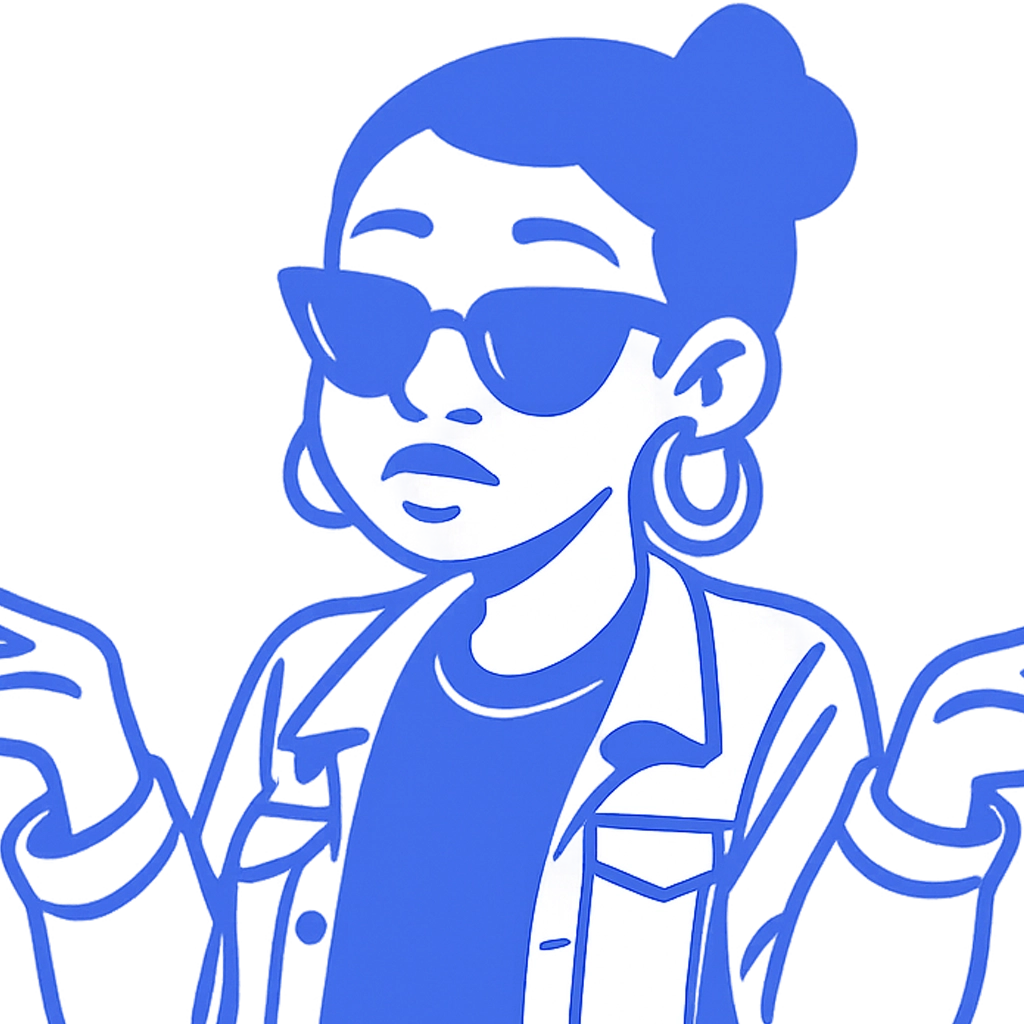 Stylish black girl who doing the sign that she don't know