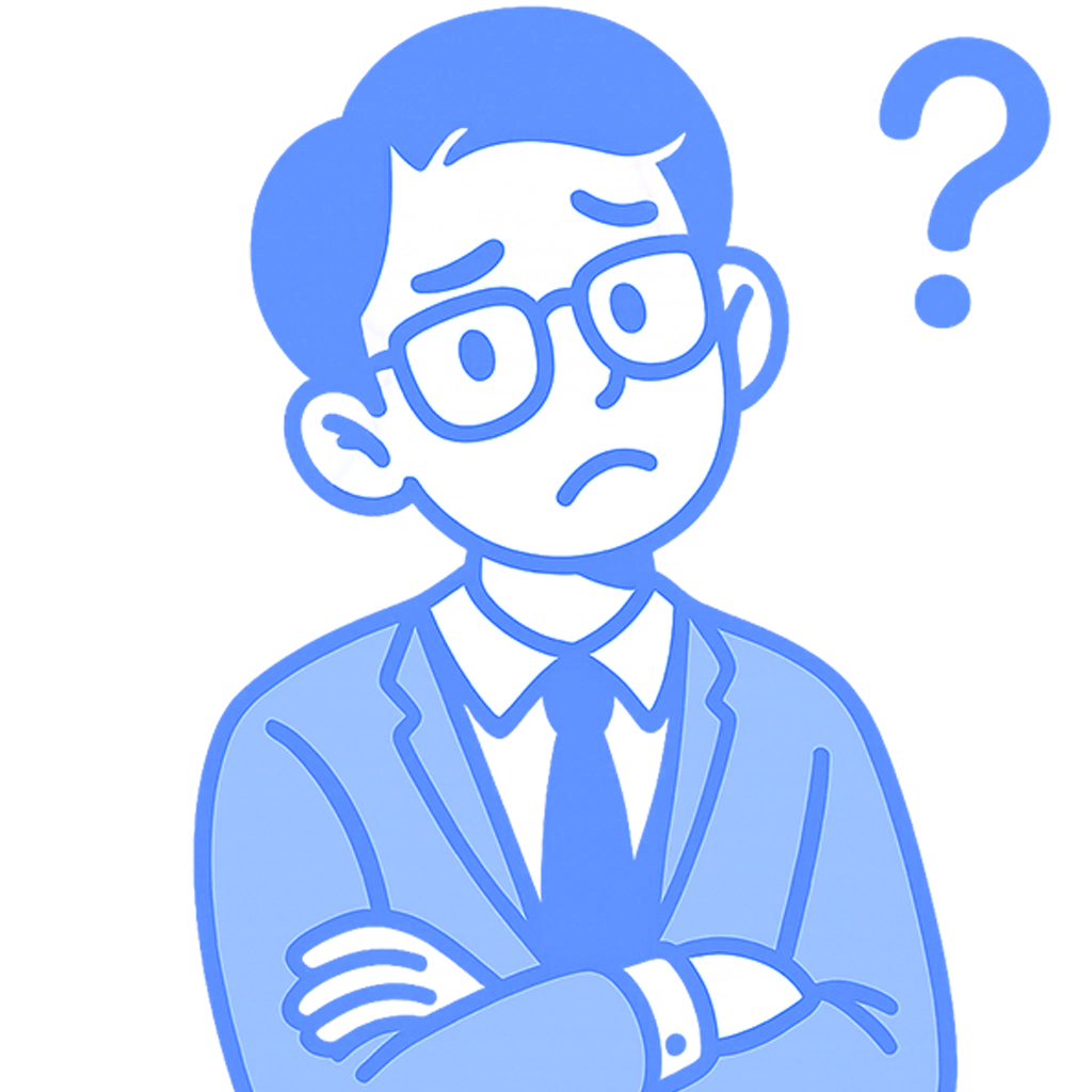 Illustration of a ma in suit who seems to don't understand