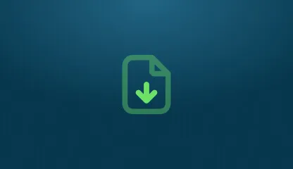 Ícone estilizado de um documento com uma seta apontando para baixo, sugerindo um download, sobre um fundo azul escuro.