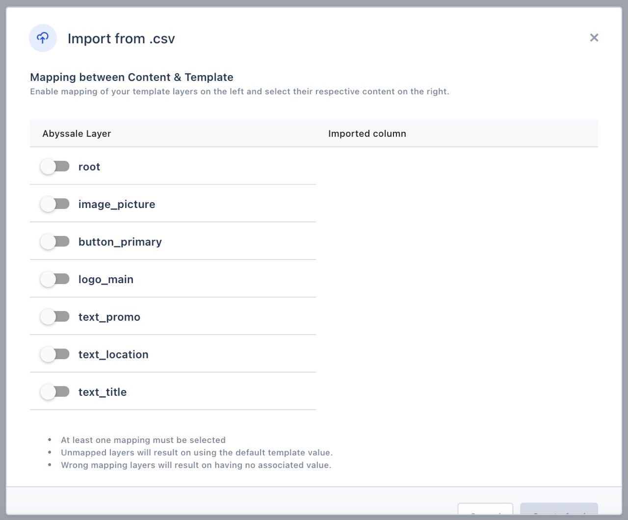 match your layers with your CSV columns