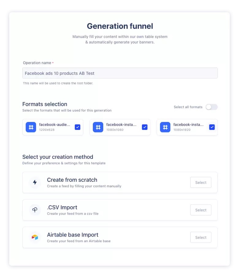 Funnel setup