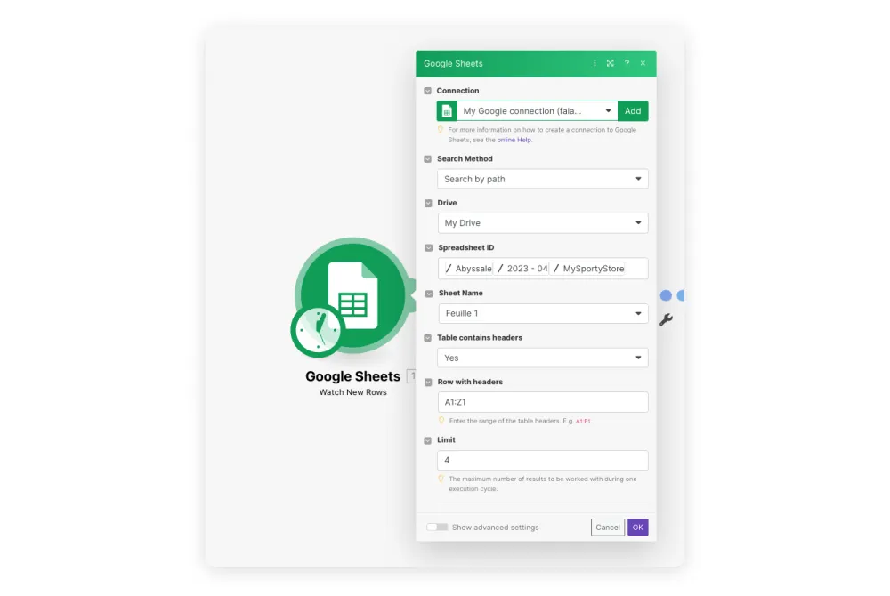 module google sheets make