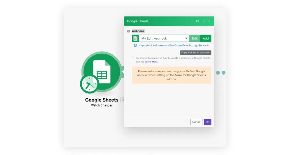 make module google sheets watch changes