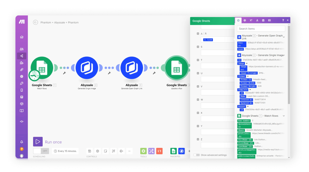 send the images back to google sheets