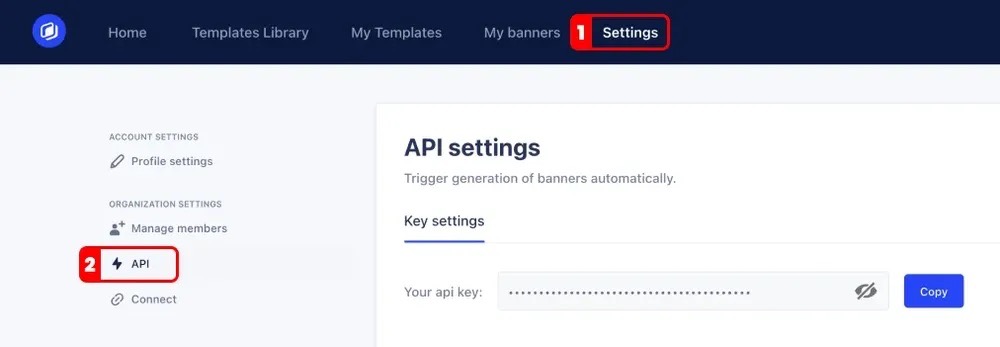 Abyssale API settings