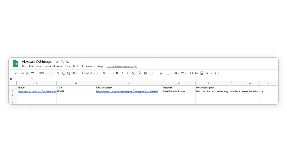 google sheets example