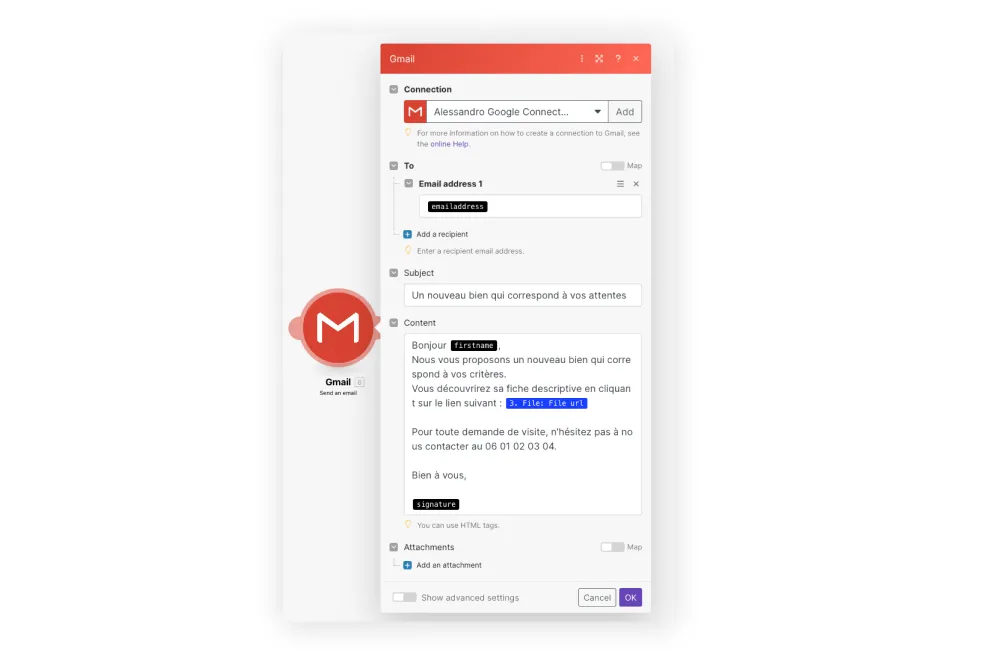 Gmail "Send an email" make