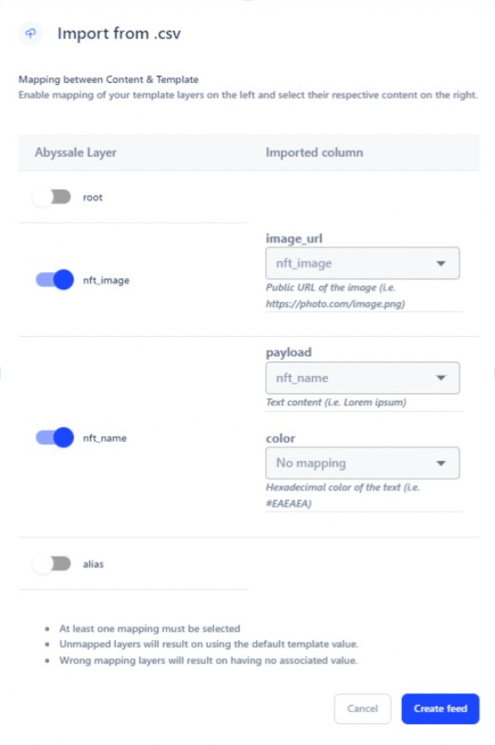 CSV layer matching