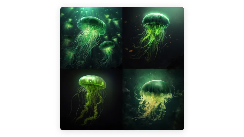 green jellyfish midjourney