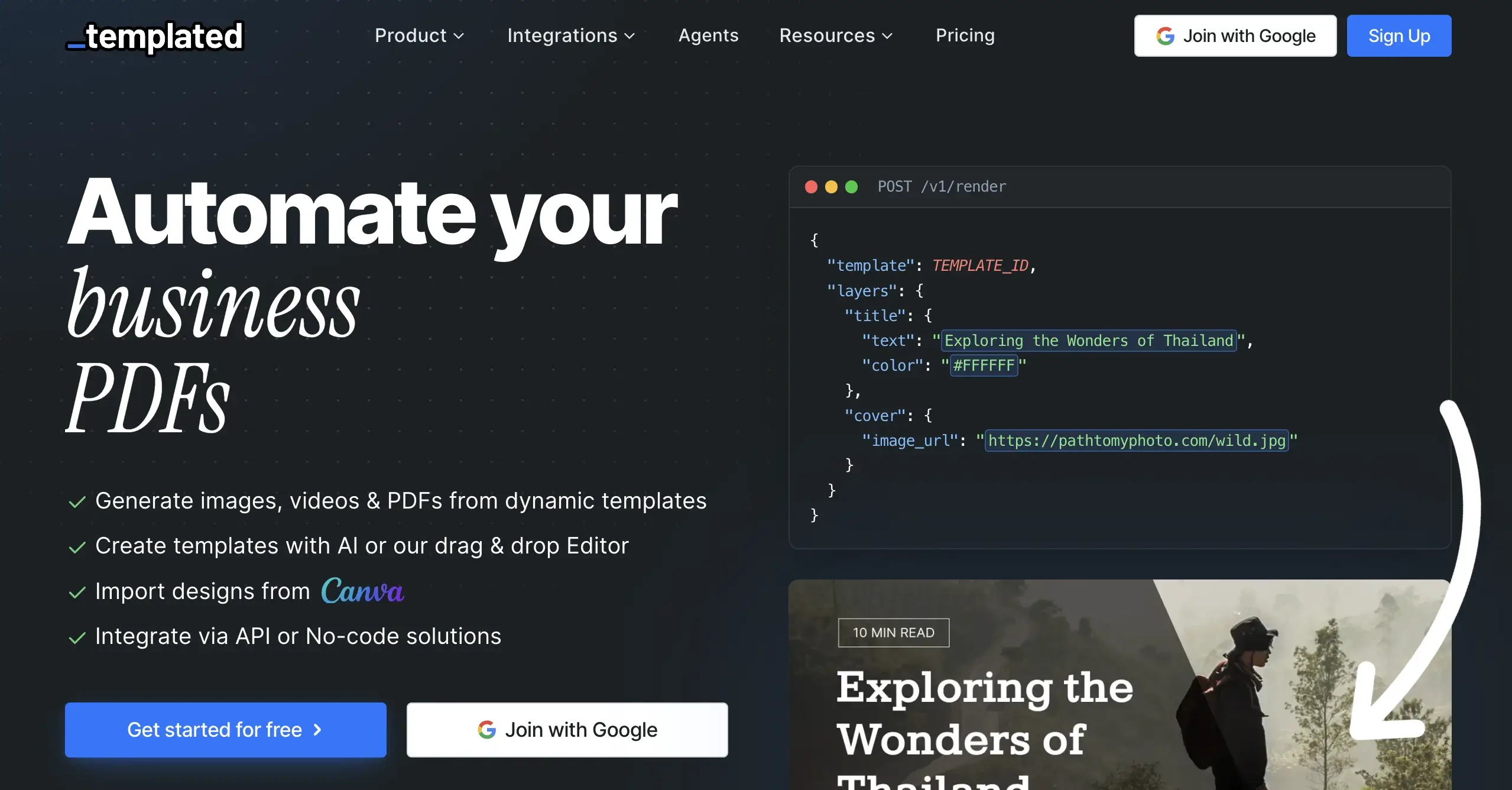 Templated website