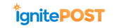 IgnitePOST logo with a sunburst above the letter 'i'.
