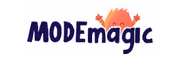 MODEmagic logo with stylized word and an orange sun graphic above the letter A.
