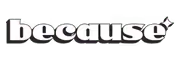 "because" word logo with a sparkle symbol at the top right corner.