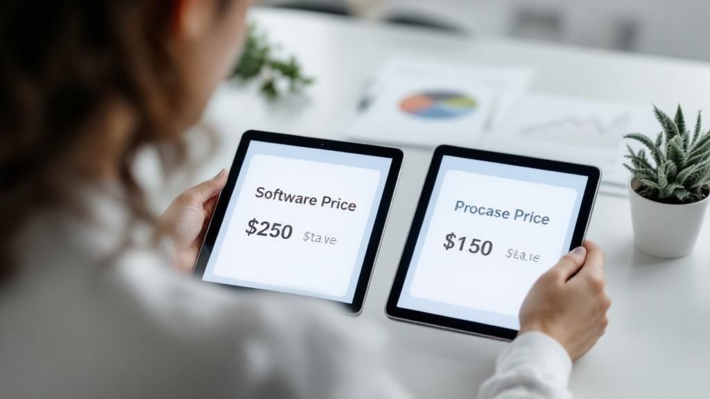 A person analyzing graphs and charts on a computer screen, representing data-driven decision making.