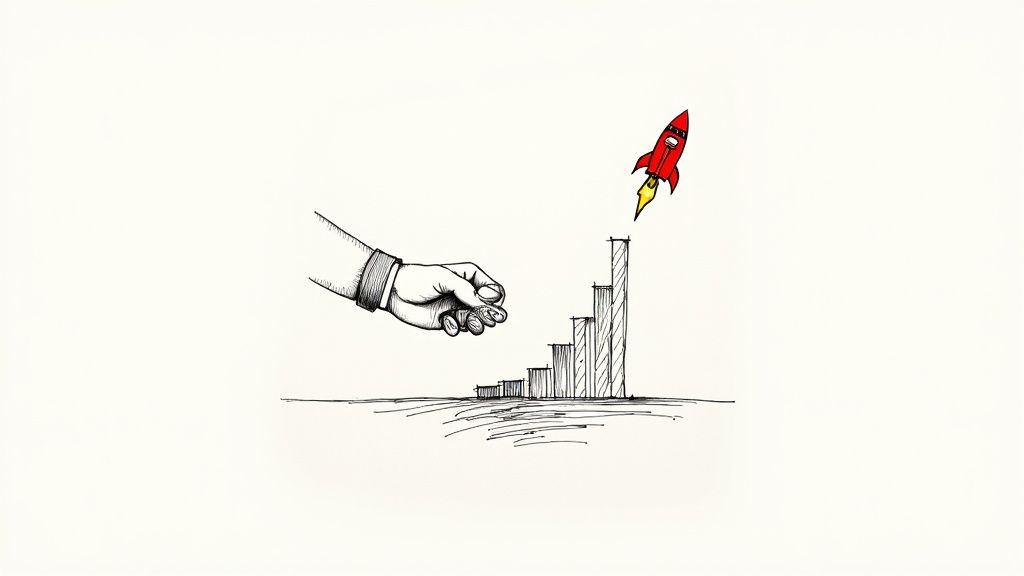 A nimble speedboat gracefully navigating through a narrow, winding channel, symbolizing agility and precision.