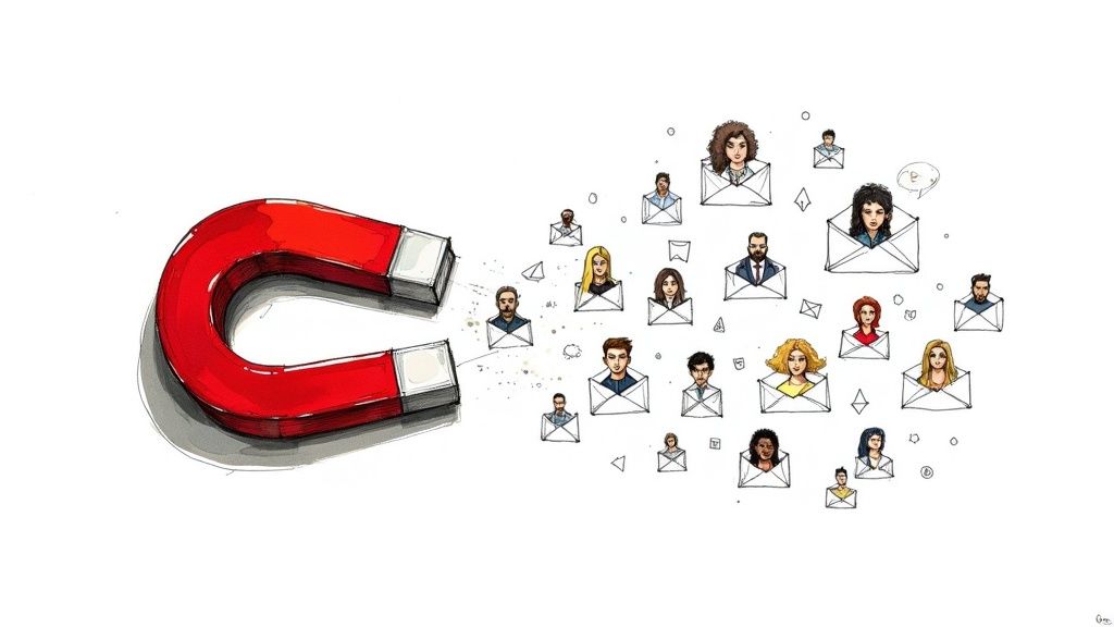 A professional creating a list of B2B contacts