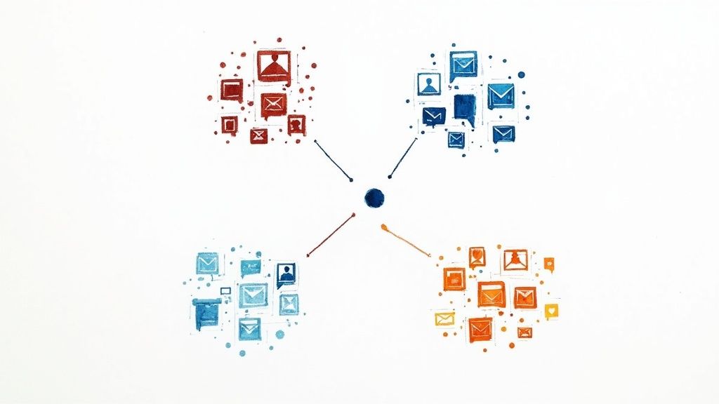 A professional working with a segmented B2B email database