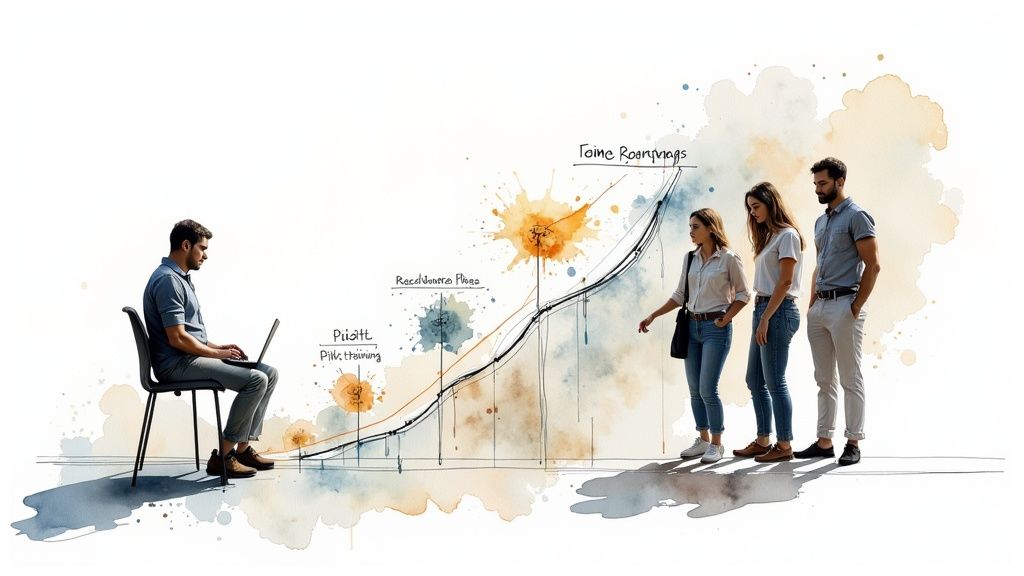 A team works together on a strategic plan, mapping out the implementation of their new marketing automation platform.