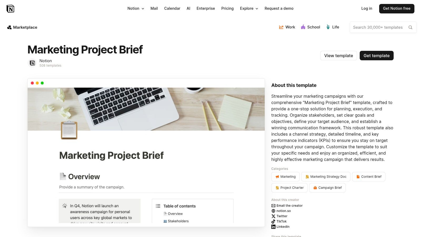 Notion Template Marketplace
