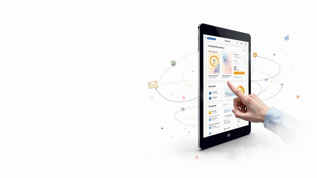 A visual representation of activating a demand generation strategy with intelligent tools, showing interconnected data points and customer touchpoints.
