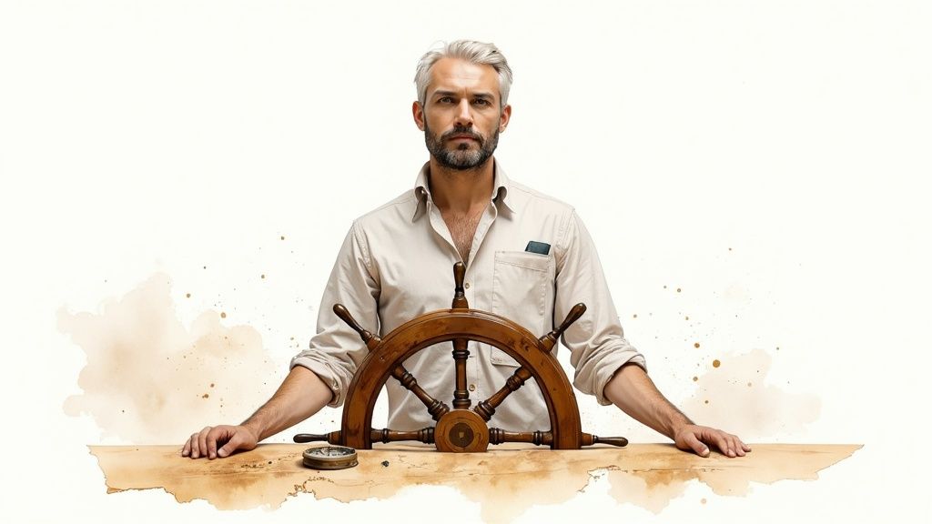 Ship navigating changing seas