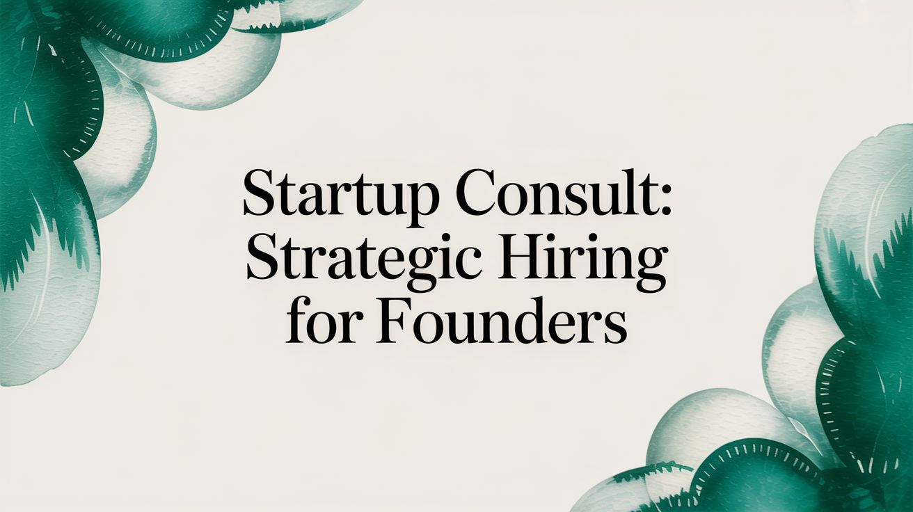 Startup Consult: Strategic Hiring for Founders