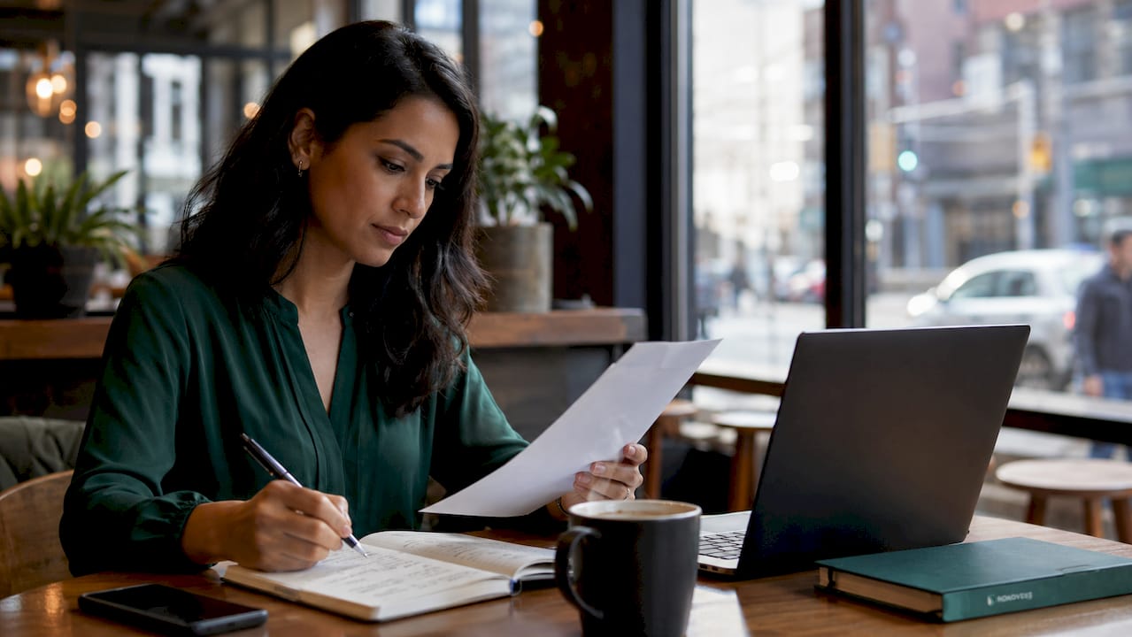Founder reviewing customer interview notes