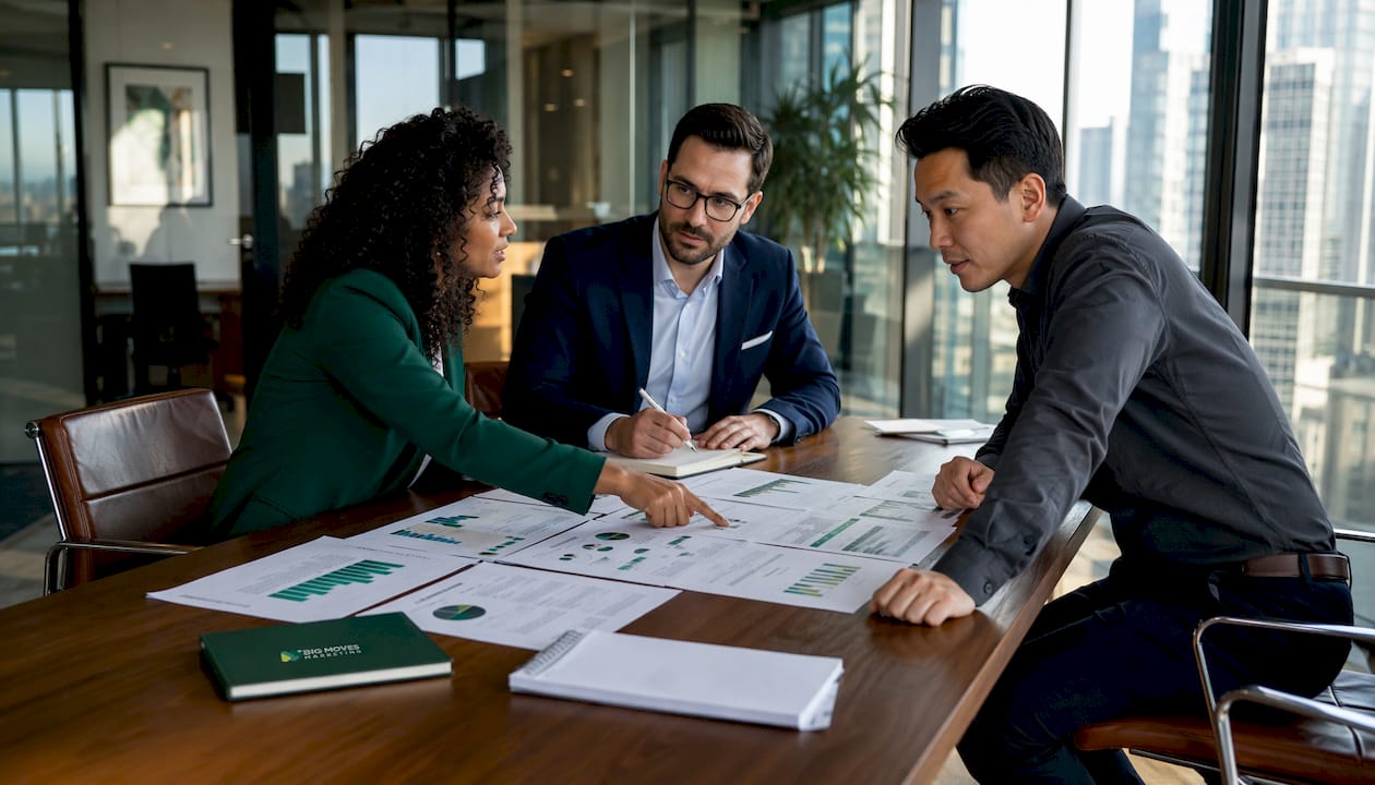 Team meeting to select sales motion strategy