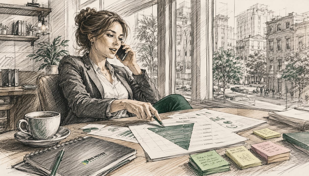 Marketing strategist analyzing PPC campaign charts