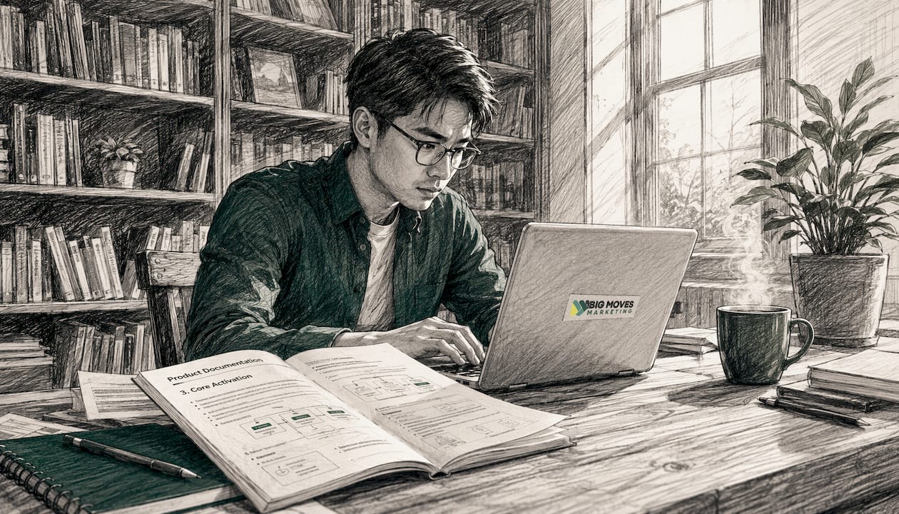 User hands activating SaaS product at laptop