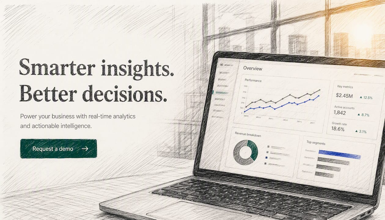 Split layout SaaS hero section close-up