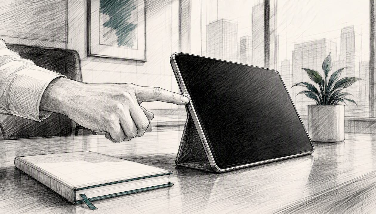 Hand activating product on tablet device