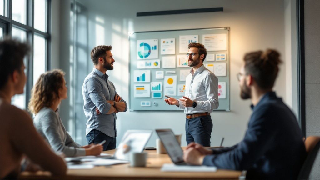 Consultants working with a startup