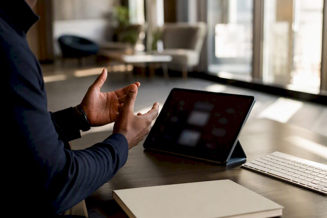 Hands demonstrating chatbot AI usage
