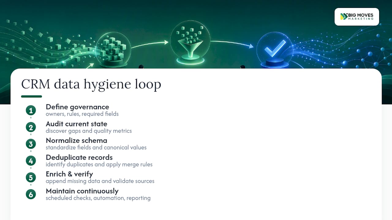 Six-step CRM data hygiene framework